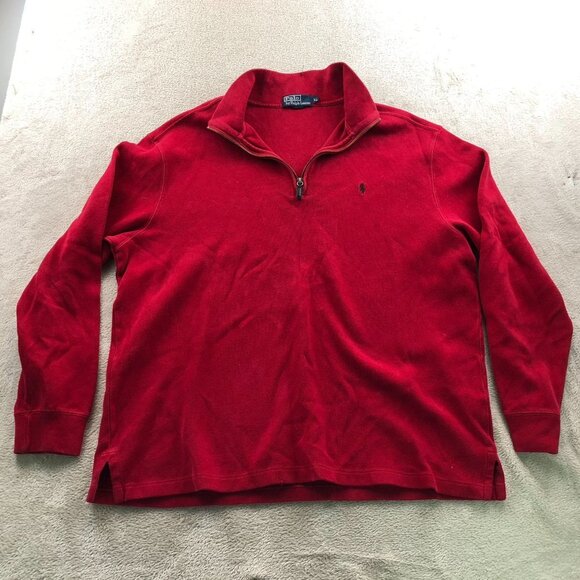Polo Ralph Lauren Mens Sweater Size XL Pullover 1/4 Zip Stand Collar Casual Red - Picture 11 of 12